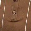 Camisa Polo de Punto de Manga Corta para Hombre Nueva de Verano 2026 Transfronteriza Top de Lana Rayado para Hombre
