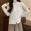 Cardigan de Punto con Cuello de Muñeca Estilo Suave para Mujer Otoño e Invierno Estilo Perezoso Sentido del Diseño Nicho Suave Pegajoso Abrigo Suéter de Solapa
