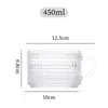 Taza de Vidrio Transparente Retro Amazon con Asa y Tapa de Bambú con Cuchara para Café, Leche, Avena, Girasol en Relieve, Taza de Desayuno