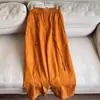 2026 Calça Casual de Cintura Elástica em Liocel Casual Reta de Perna Larga Cropped Faca Curva Pequena Calça de Nove Pontos Atacado H14BK8976