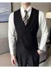 Chaleco para Traje Hombres y Mujeres Estilo Neutro Canalla Guapo Gama Alta Solapa de Arma Británica Negocios Ajuste Delgado Chaleco Traje Chaleco Casual