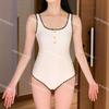 2025 Nuevo Vacacional Simple y a la Moda Bikini de Una Pieza con Doble Tirante para Hombro Sexy Push-Up Traje de Baño para Playa junto al Mar Aguas Termales
