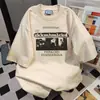 Camiseta de Manga Corta con Diseño de Estampado de Letras de Marca de Moda Dulce y Picante Verano Casual Holgada Estilo Pareja Ins