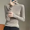 Gola de pelo penteado manga longa blusa básica justa feminina gola alta pulôver estilo western top de malha para usar por baixo feminino