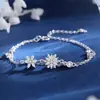 Pulsera de Plata de Ley S925 Copo de Nieve Soñador para Mujer, Joyería de Lujo Ligero de Nicho Doble Capa Apilable Primavera/Verano