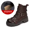 Botines Martin de Piel de Vaca de Lujo Hechos a Mano para Mujer, Nuevo Estilo Otoño/Invierno 2026, Botines con Hebilla Retro Británica de Suela Gruesa que Aumentan la Altura