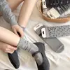 Calcetines de media pantorrilla para mujer con lazo, estilo ballet blanco de primavera, ribete de encaje, suaves y versátiles, calcetines casuales de algodón, modernos