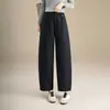 Pantalones de pierna ancha curvados de moda para mujer, nuevo estilo otoño 2026, de cintura alta, corte holgado, con caída, versátiles, adelgazantes, cropped, pantalones sencillos
