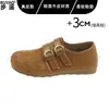 Zapatos Mary Jane para mujer estilo Birkenstock de piel plena flor con aumento interno de altura, nuevo modelo 2026, suela blanda, cómodos para los pies, zapatos sin cordones