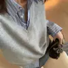 Cardigan Colete Tricotado Sem Manga Versátil Masculino Temperamento Transfronteiriço Emagrecedor Feminino Gola V 24 Primavera/Outono Tricot Novo Estilo