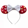 Orelhas do Mickey Mouse Desenho Animado Resina Headwear do Mickey DIY Headwear de Natal para Menina Faixa de Cabelo com Laço de Veludo Sul-Coreano