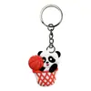 Fornecimento Direto da Fábrica Acessórios Chaveiro Panda Atleta Material de Borracha Macia Espessada Pingente de Chaveiro Plano 2D para Mochila