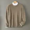 Suéter Pulôver Masculino Gola Alta Meia-Boca 100% Lã Outono/Inverno 2025, Engrossado, Escovado, Quente, Anti-Pilling, Casual de Negócios