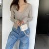 Conjunto de Camisola de Punto Jiazi Nuevo Estilo Coreano para Mujer Elegante Delgado Dos Piezas Suéter Cárdigan B8302