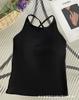 Camisola de Verano Color Dopamina Copa Fija Sin Espalda Ajustada Chica Hot Ropa Exterior Hueco Hermosa Espalda Top