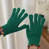 Guantes de punto de lana con dedos expuestos de invierno de Corea del Sur Ins Jelly Bean para mujer, de color sólido, con pantalla táctil, cálidos y resistentes al viento, para ciclismo