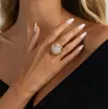 Anel Masculino Europeu e Americano Personalidade Moda Coração Vazado Conjunto de Anéis de Diamante Estilo Hip-Hop Ins Moda de Rua