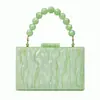 Bolsa de Noite Feminina Nova e Elegante em Acrílico Perolado de Comércio Exterior com Pulseira de Contas Portátil Bolsa para Vestido de Casamento