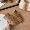 Mocasines Retro Estilo Británico Doble Hebilla Suela Gruesa para Mujer 2026 Otoño Nuevo Versátil Punta Dividida Mary Jane Zapatos Pequeños de Piel