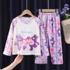 Pijama Infantil de Venta Caliente al por Mayor, Manga Larga, Pantalón Largo, Costura, Dibujo Animado, Set Cinnamoroll, Se Puede Usar Fuera de Casa, Ropa para Niñas