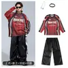 Conjunto de Hip-Hop Retro Americano de Manga Larga para Niños, Atuendo de Baile Callejero de Año Nuevo, Conjunto de Manga Larga Retro Americano Genial para Niños, Atuendo de Baile de Jazz de Moda para Niñas