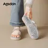 Pantuflas para Mujer Augu Shiden Estilo Francés Modelo Nuevo Verano 2026 con Pedrería, Perfectas para Combinar con Vestidos, Sandalias Planas de Playa con Suela Suave