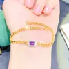 Pulsera Nueva de Amatista Natural para Mujer Plata Chapada Oro Real Alto Color-conservante Nicho Versátil Piedra Principal 4x 6 mm Salida de Fábrica