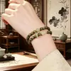 Pulseira genuína de sândalo verde para homens e mulheres, cabaça de jade Hetian natural, pulseira de contas de nicho bonita e única