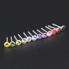 厂家批发树脂耳钉镶锆石钻杯耳钉彩色锆石男女通用不过敏耳饰耳针