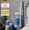 Escova de Banheiro Descartável para Banheiro Doméstico, Escova de Limpeza de Vaso Sanitário Montada na Parede com Cabeça de Escova Substituível
