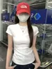 Camiseta Redonda Vintage para Mujer, Verano Ajustada, Ceñida a la Cintura, Versátil, Top de Manga Corta de Moda
