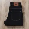 Jeans Rectos para Hombre de Algodón Lyocell Elástico Grueso Negro y Azul para Otoño e Invierno Europeo, Cómodos y Resistentes al Desvanecimiento
