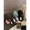 Zapatos de media pantufla para mujer estilo Birkenstock, color gris, punta cerrada, suela gruesa, versátiles, estilo retro, forro de forro polar, colección otoño/invierno 2025