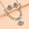 Europeu e Americano Drop Beads Sudeste Asiático Explosões Estilo Étnico Indiano Retro Gem Beads Jóias Conjunto de Duas Peças Brincos Colar