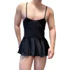 Lóbulo Lencería Sexy Estilo Nuevo Camisola Vestido de Noche de Seda de Hielo Conjunto de Uniforme Sexy Transparente Realzador de Busto Pequeño Ropa de Dormir Provocativa