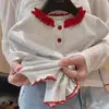 Estilo padre-hijo2026 Nueva Llegada de Primavera: Cuello de encaje estilo coreano para niñas, elegante capa base versátil de alta gama con temática de bosque para bebés