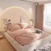 Cama Puff de Creme Estilo Newins Celeb da Internet Casa de Aluguel Dupla Quarto Principal Cama Grande Moderna Simples Luxuosa Cama de Casamento