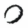 Faixa de Cabelo de Tricô com Ponto Trançado Estilo Coreano com Cristais e Borda Larga para Mulheres, Top Fofo Alto para Crânio Faz o Rosto Parecer Menor, Faixa de Cabelo para Uso Diário ao Ar Livre