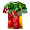 Camiseta de Verano 2024 con Estampado de Verduras 3D Digital para Hombre y Mujer, Camisa Casual de Cuello Redondo de Manga Corta, de Moda