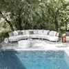 Mobiliario Combinado de Sofá de Mimbre para Jardín Exterior, Silla de Mimbre con Forma de Arco de Aleación de Aluminio para Patio, Balcón de Hotel, Ocio, Impermeable