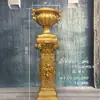 Casamento Coluna Romana Dourada Vaso de Flores Prateleira Guia de Estrada Listrado Europeu Troféu Fibra de Vidro Adereços de Casamento
