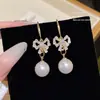 Pendientes de Moda de Aguja de Plata 925 con Cubos de Perla de Venta Caliente Pendientes Dulces de Nicho de Gama Alta Pendientes de Diseño Exquisito