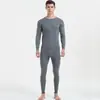 Conjunto de Ropa Interior Térmica de Otoño para Hombre Cuello Redondo Cálido Capa Base de Algodón para Invierno Talla Grande