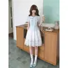 Conjunto Actual H Dulce de Menta Leche Estilo Academia Japonesa Sentido del Diseño Cuello de Muñeca Top Parche de Encaje Conjunto de Falda Corta de Longitud Media
