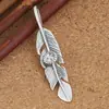 Joyería de plata de ley S925 al por mayor moda japonesa y coreana vintage plata tailandesa colgante de pluma repujada para hombres y mujeres