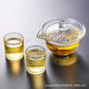 Juego de té de vidrio de 50 ml con textura de grano vertical de moda, traje de ocho piezas resistente a altas temperaturas, copa de vino, taza de té para hogar oficina