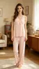 Comércio Exterior Transfronteiriço Patchwork Feminino Pedido Conjunto de Pijama de Renda Venda Quente Top Camisola Calça Longa Roupa de Casa Tamanho Único