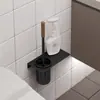 Escova de Vaso Sanitário de Nogueira Banheiro Escova de Vaso Sanitário de Cabo Longo Sem Furos para Pendurar na Parede Escova de Vaso Sanitário de Madeira Maciça com Base Conjunto de Limpeza