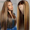 Amazon Peluca Nueva para Mujer Europea y Americana Marrón Degradado Mechas Cabello Largo Lacio Fibra Química Seda Alta Temperatura Set de Peluca
