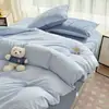Conjunto de Roupa de Cama Mochi Super Macio de Quatro Peças Capa de Edredom de Gaze de Camada Dupla com Algodão Fofo e Toque de Nuvem Fronha Conjunto de Três Peças Universal para Todas as Estações Quarto